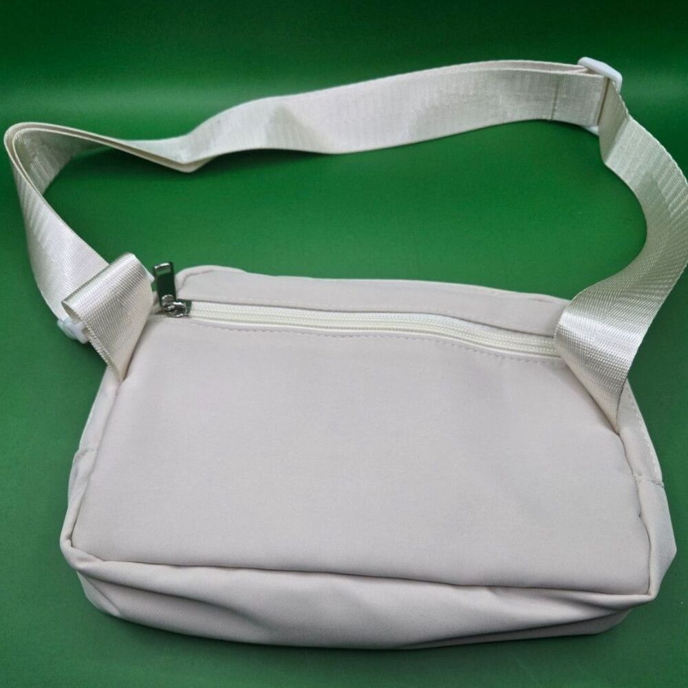 "NANA" Chenille Letter Crossbody Bag Beige - Picture 2 of 3